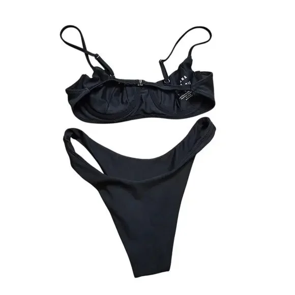 Lahana x Victoria Swim Bikini Set in Black Womens Size M - Picture 2 of 7